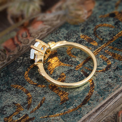 Nature-Inspired 4 - Prong Hexagon - Cut Moonstone Ring