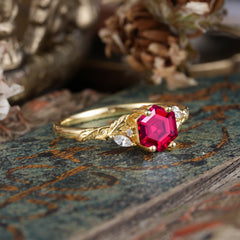 Nature-Inspired 4 - Prong Kite - Cut Natural Ruby Ring