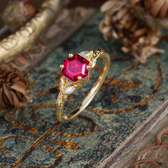 Nature-Inspired 4 - Prong Kite - Cut Natural Ruby Ring