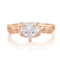 Classic Nature-Inspired 3-Prong Heart-Shaped Moissanite Engagement Ring