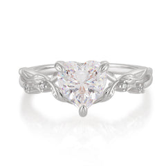 Classic Nature-Inspired 3-Prong Heart-Shaped Moissanite Engagement Ring
