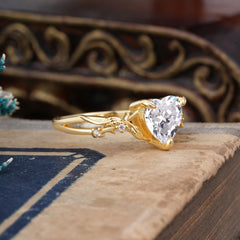 Classic Nature-Inspired 3-Prong Heart-Shaped Moissanite Engagement Ring