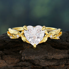 Classic Nature-Inspired 3-Prong Heart-Shaped Moissanite Engagement Ring