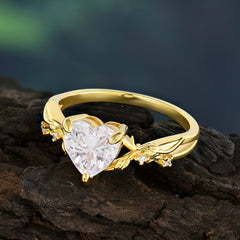 Classic Nature-Inspired 3-Prong Heart-Shaped Moissanite Engagement Ring
