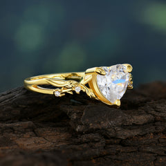 Classic Nature-Inspired 3-Prong Heart-Shaped Moissanite Engagement Ring