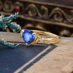 Classic Nature-Inspired 3-Prong Heart-Shaped Sapphire Engagement Ring