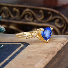 Classic Nature-Inspired 3-Prong Heart-Shaped Sapphire Engagement Ring