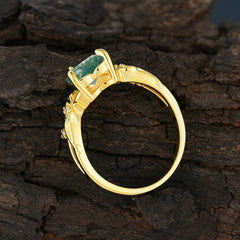 Classic Nature-Inspired 3-Prong Heart-Shaped Natural Moss Agate Engagement Ring