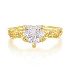 Classic Nature-Inspired 3-Prong Heart-Shaped Moissanite Engagement Ring