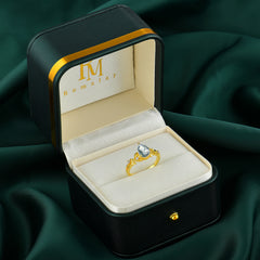 Luxury Nature-Inspired 3-Prong Pear-Cut Natural Moss Agate Engagement Ring