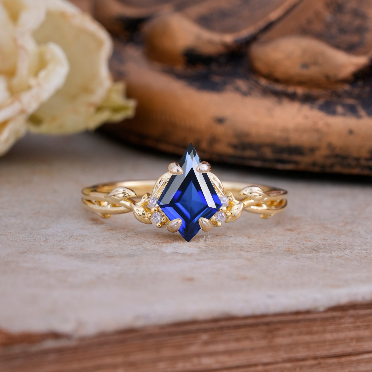 Nature-Inspired Kite Cut Sapphire Engagement Ring