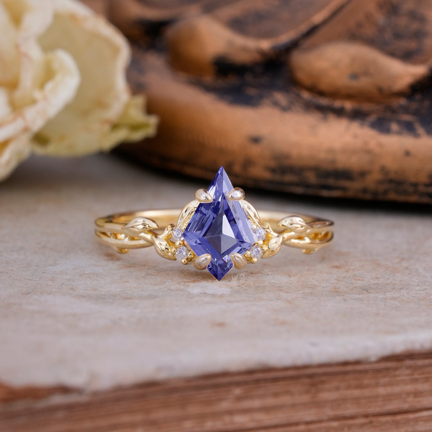 Nature-Inspired Kite Cut Tanzanite Engagement Ring