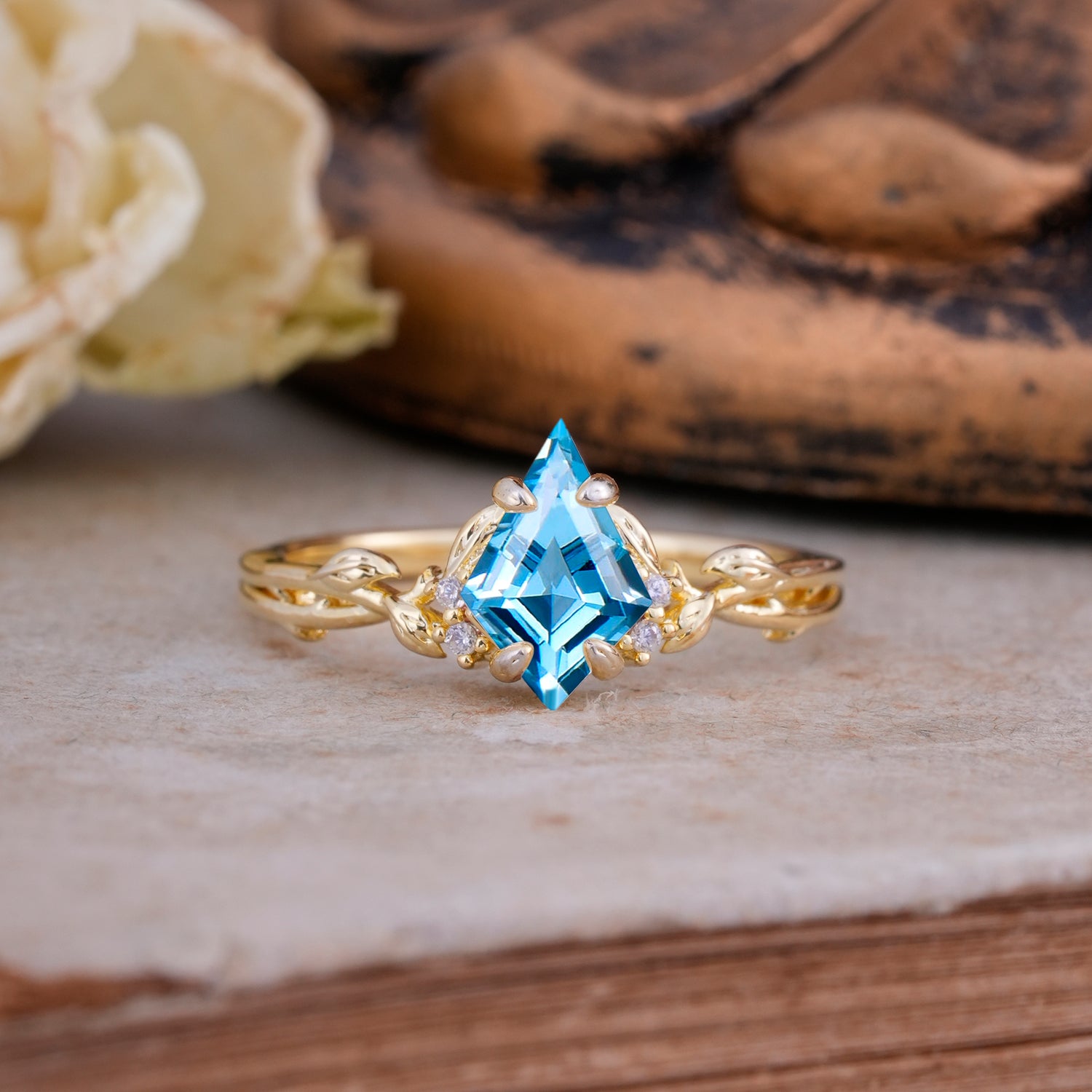 Nature-Inspired Kite Cut Aquamarine Engagement Ring