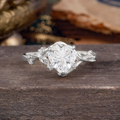 Nature-Inspired 3-Prong Heart-Shaped Moissanite Engagement Ring