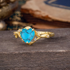 Nature-Inspired 3-Prong Heart-Shaped Turquoise Engagement Ring