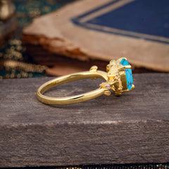 Nature-Inspired 3-Prong Heart-Shaped Turquoise Engagement Ring