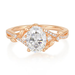 Luxury Nature-Inspired Oval Lab Diamond Alternative - Designer Moissanite Engagement Ring
