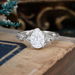 Luxury Nature-Inspired Oval-Cut - Designer Lab Diamond Engagement Ring