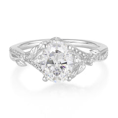 Luxury Nature-Inspired Oval Lab Diamond Alternative - Designer Moissanite Engagement Ring