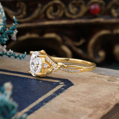 Luxury Nature-Inspired Oval Lab Diamond Alternative - Designer Moissanite Engagement Ring