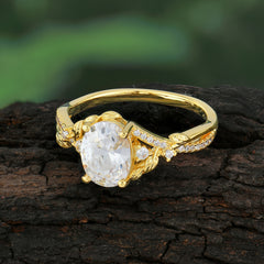 Luxury Nature-Inspired Oval Lab Diamond Alternative - Designer Moissanite Engagement Ring