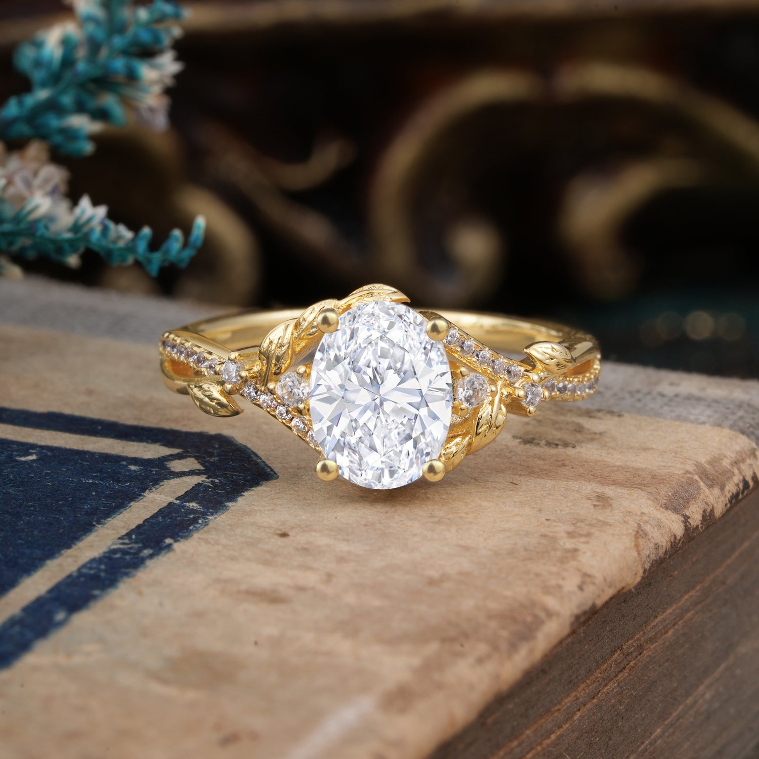 Luxury Nature-Inspired Oval-Cut Lab Diamond Engagement Ring