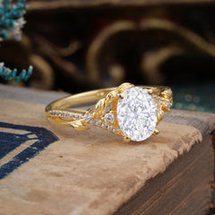 Luxury Nature-Inspired Oval-Cut - Designer Lab Diamond Engagement Ring