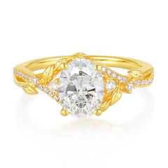 Luxury Nature-Inspired Oval Lab Diamond Alternative - Designer Moissanite Engagement Ring