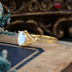 Luxury Nature-Inspired Oval-Cut - Designer Moonstone Engagement Ring