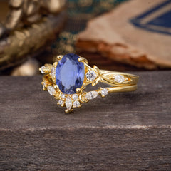 Elegant Oval Cut Tanzanite Engagement Ring Set – 2PC