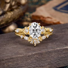 Elegant Oval Cut Lab Diamond Engagement Ring Set – 2PC
