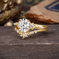 Elegant Oval Cut Lab Diamond Engagement Ring Set – 2PC
