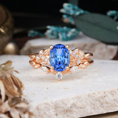 Nature-Inspired Luxury 4-Prong Oval-Cut Sapphire Engagement Ring