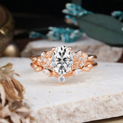 Nature-Inspired Luxury 4-Prong Oval-Cut Lab Diamond Engagement Ring