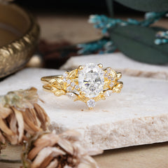 Nature-Inspired Luxury 4-Prong Oval-Cut Moissanite Engagement Ring