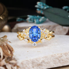 Nature-Inspired Luxury 4-Prong Oval-Cut Sapphire Engagement Ring