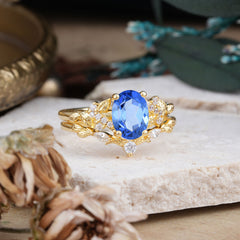 Nature-Inspired Luxury 4-Prong Oval-Cut Sapphire Engagement Ring