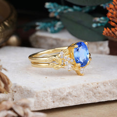 Nature-Inspired Luxury 4-Prong Oval-Cut Sapphire Engagement Ring