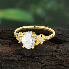 Nature-Inspired Luxury 4-Prong Oval-Cut Moissanite Engagement Ring