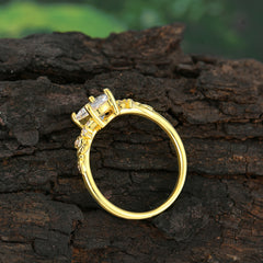 Nature-Inspired Luxury 4-Prong Oval-Cut Moissanite Engagement Ring
