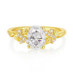 Nature-Inspired Luxury 4-Prong Oval-Cut Moissanite Engagement Ring