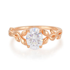 Nature-inspired Botanical Vine Entwined 4-Prong Oval-Cut Moissanite Engagement Ring