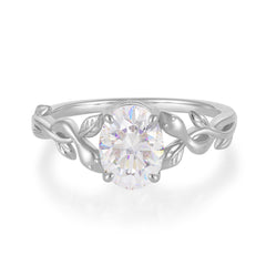 Nature-inspired Botanical Vine Entwined 4-Prong Oval-Cut Moissanite Engagement Ring