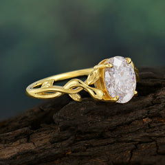 Nature-inspired Botanical Vine Entwined 4-Prong Oval-Cut Moissanite Engagement Ring