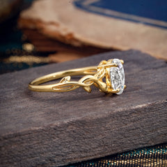 Nature-inspired Botanical Vine Entwined 4-Prong Oval-Cut Lab Diamond Engagement Ring