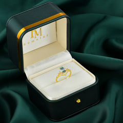 Nature and Moon-Inspired 4-Prong Pear-Cut Natural Moss Agate Engagement Ring