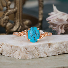 Fashion-Forward Luxury 4-Prong Turquoise Engagement Ring