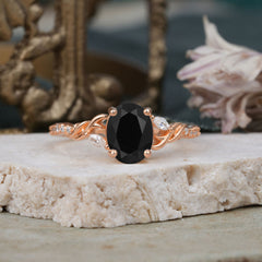Fashion-Forward Luxury 4-Prong Black Onyx Engagement Ring
