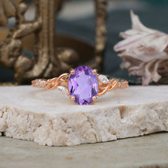 Fashion-Forward Luxury 4-Prong Amethyst Engagement Ring