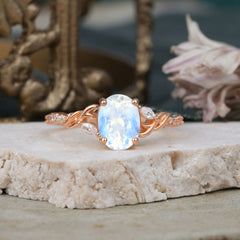 Fashion-Forward Luxury 4-Prong Moonstone Engagement Ring